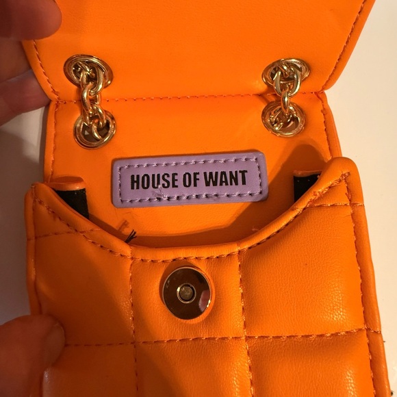 H.O.W House Of Want Small Vibrant Orange Crossbody Handbag Snap Closure - Picture 3 of 14